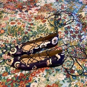 Perfect floral flats with ankle ties-J CREW